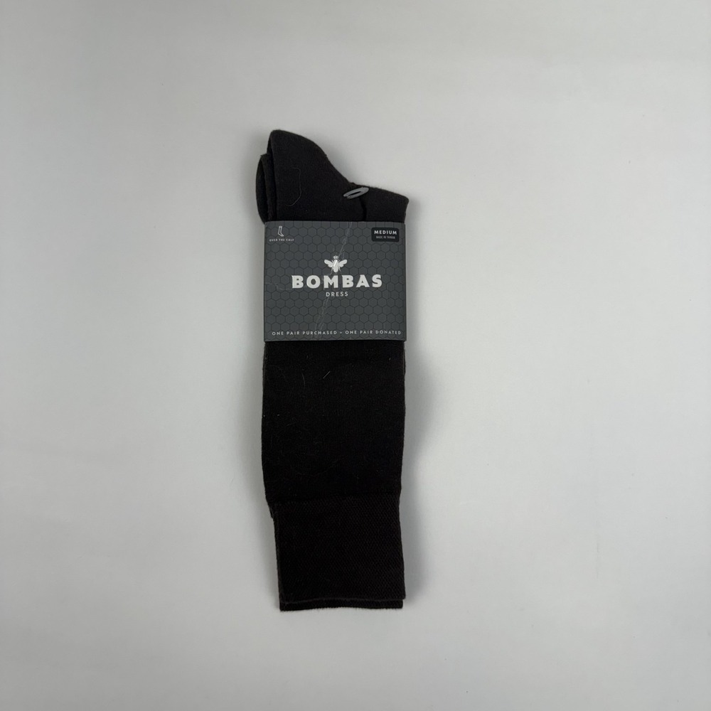 New Mens Bombas Dress Brown Cotton Over The Calf Socks Size Medium 6-9 NWT